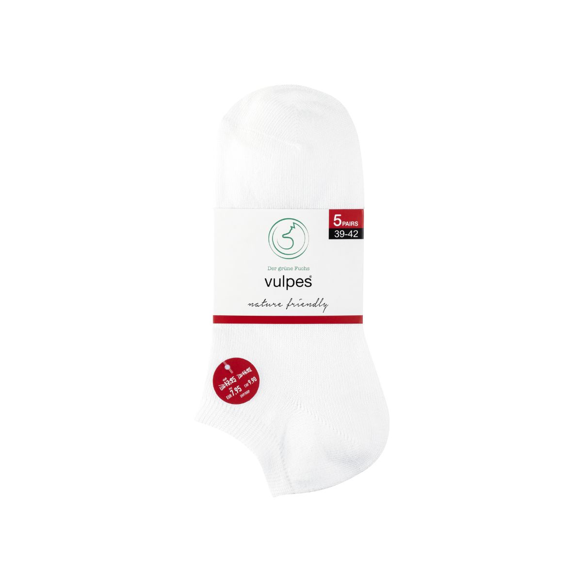 5 Paar Sneaker Socken für Herren und Damen white (1400) 39-42