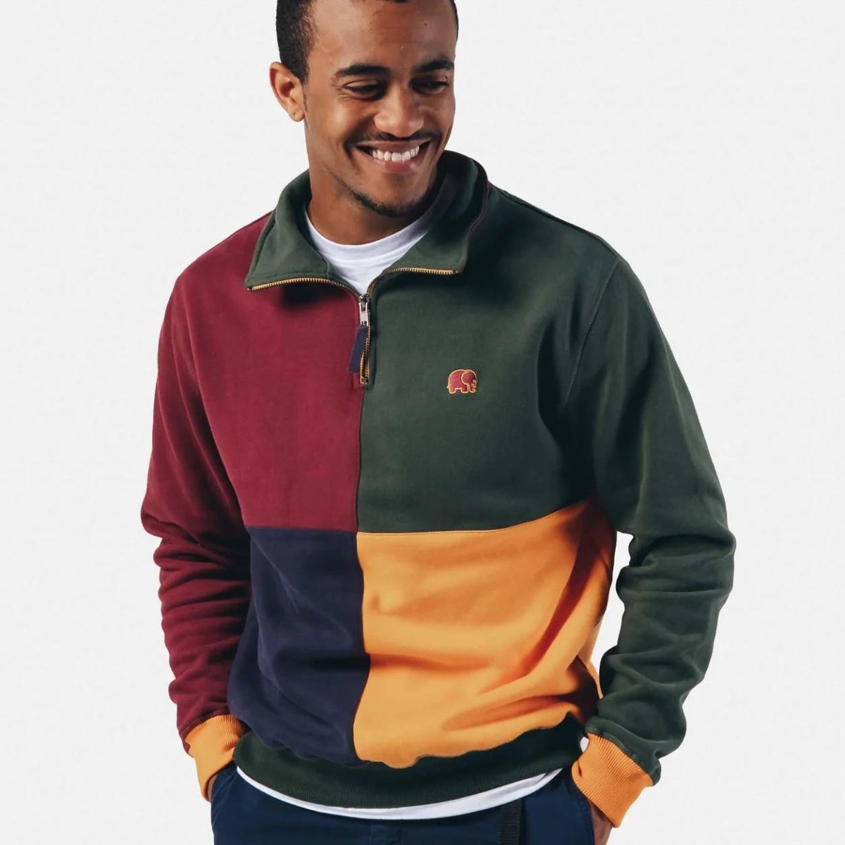 Trendsplant - Herren Organic Half-Zip Sweatshirt "Harlequin" M